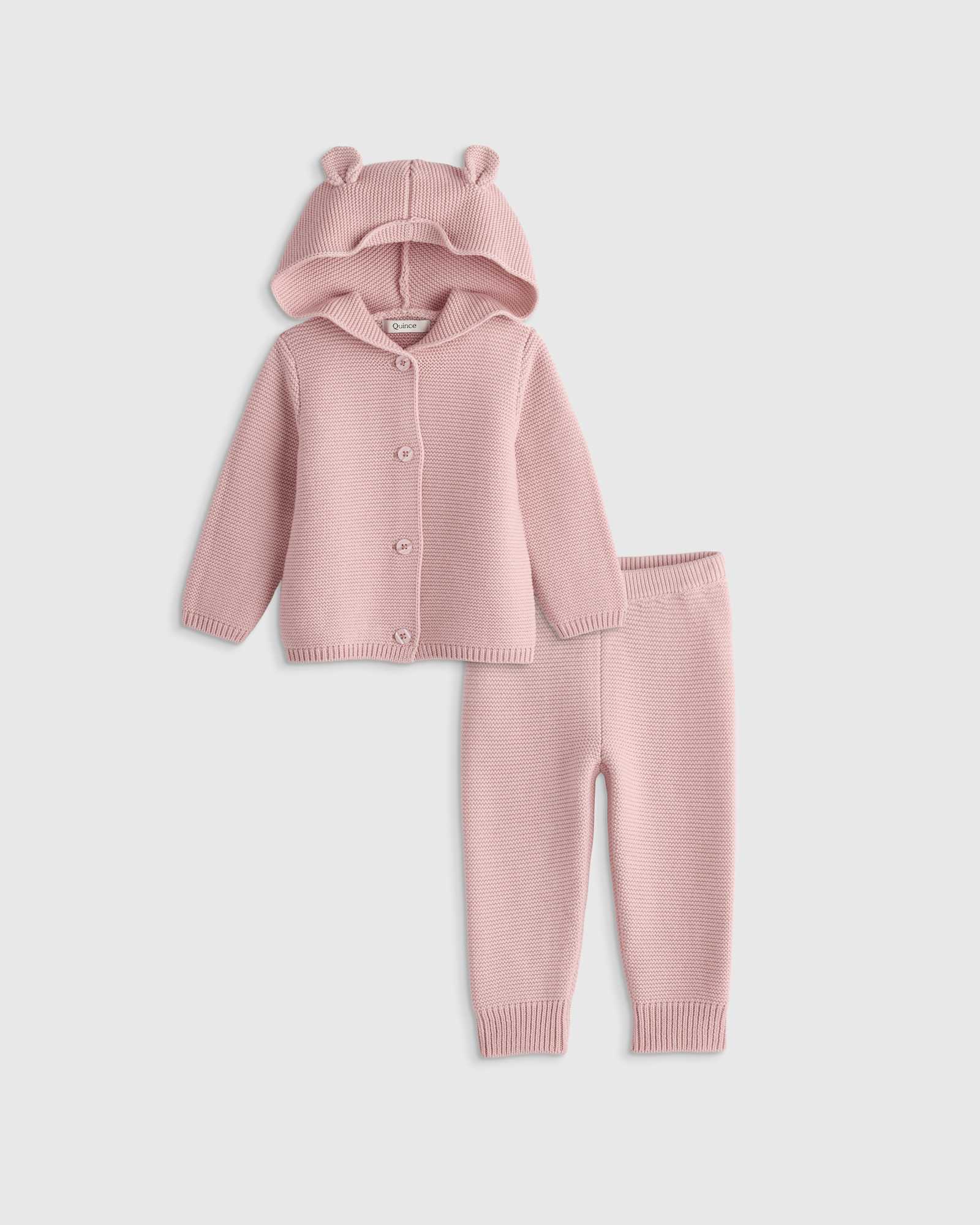 silver-pink 100% Organic Cotton Sweater Set