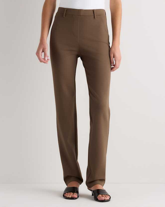 Dark Baltic Brown Ultra-Stretch Ponte Straight Leg Pants