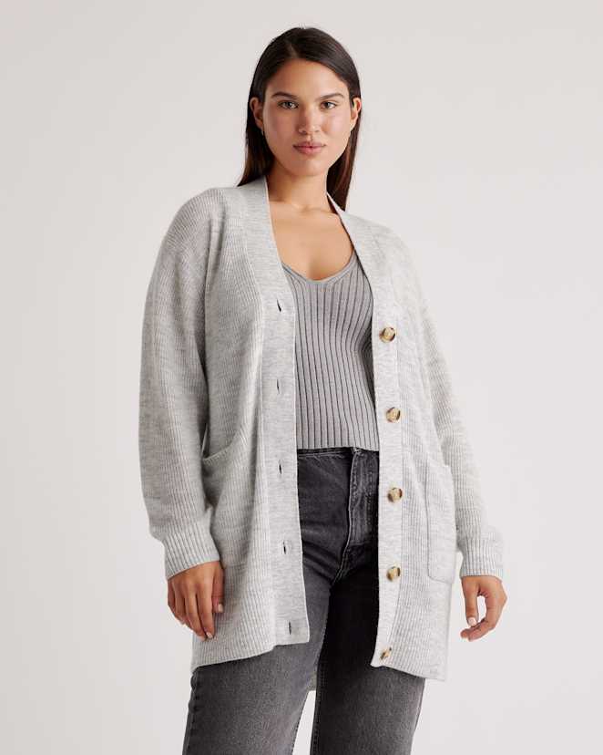 Light Grey Baby Alpaca-Wool Oversized Cardigan