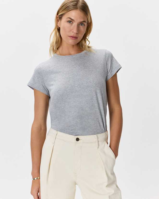 Heather Grey Cotton Modal Crew Neck Swing Tee