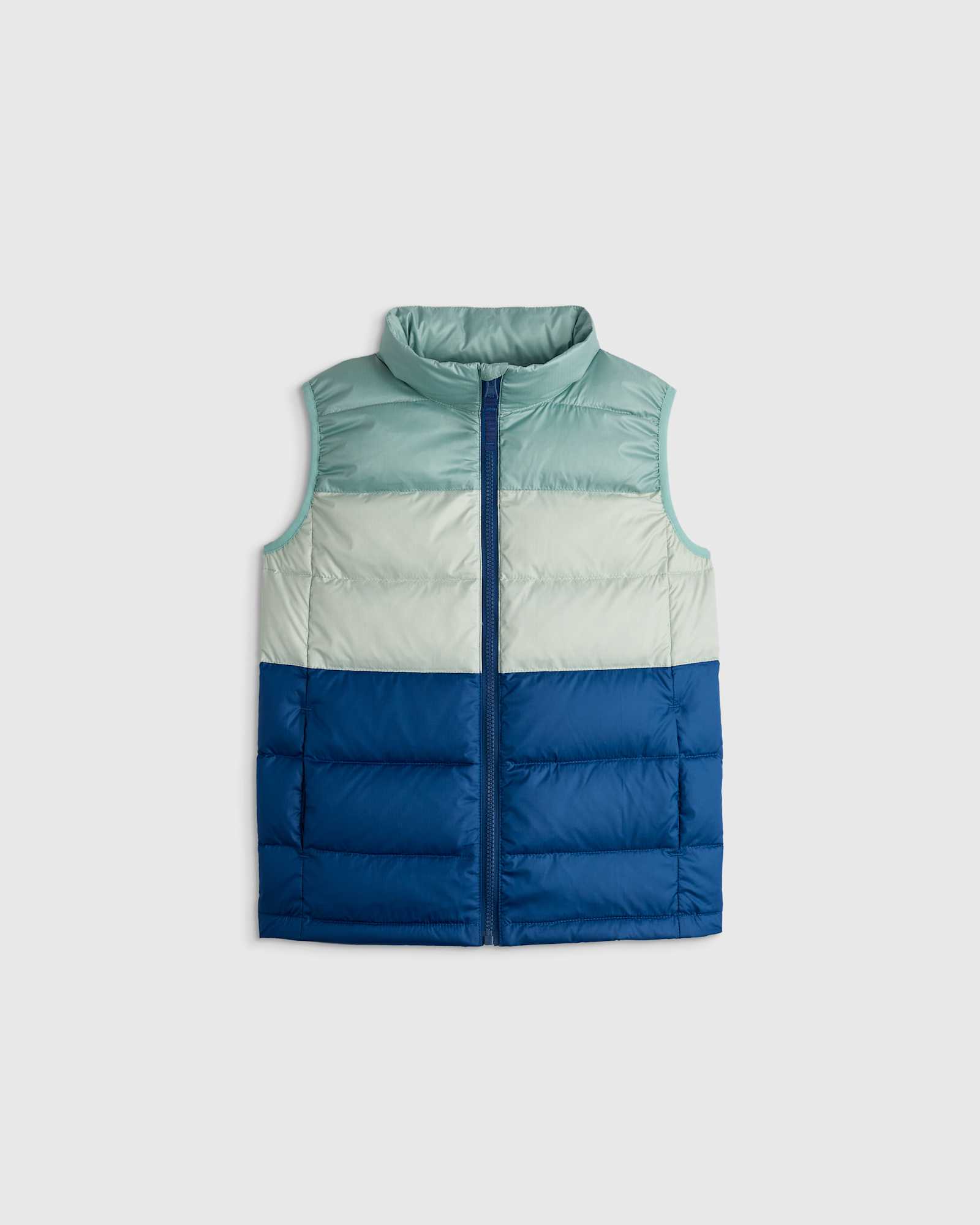 U--466 KID Lightweight Down Puffer Vest - Kid Gender Neutral Blue Colorblock 15626 CROPPED