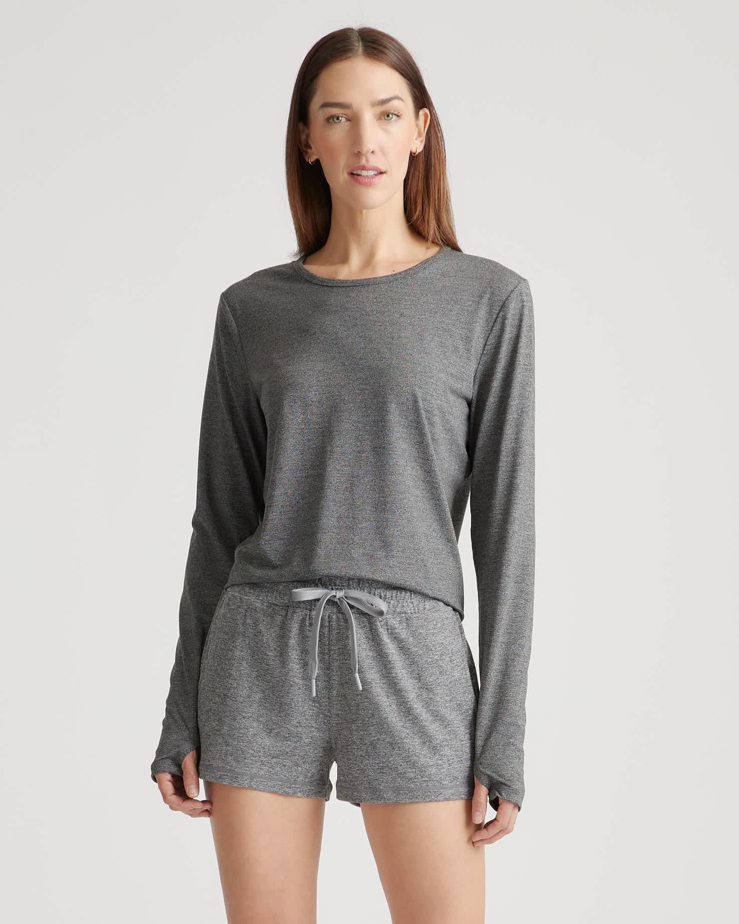 charcoal Flowknit Breeze Long Sleeve Top