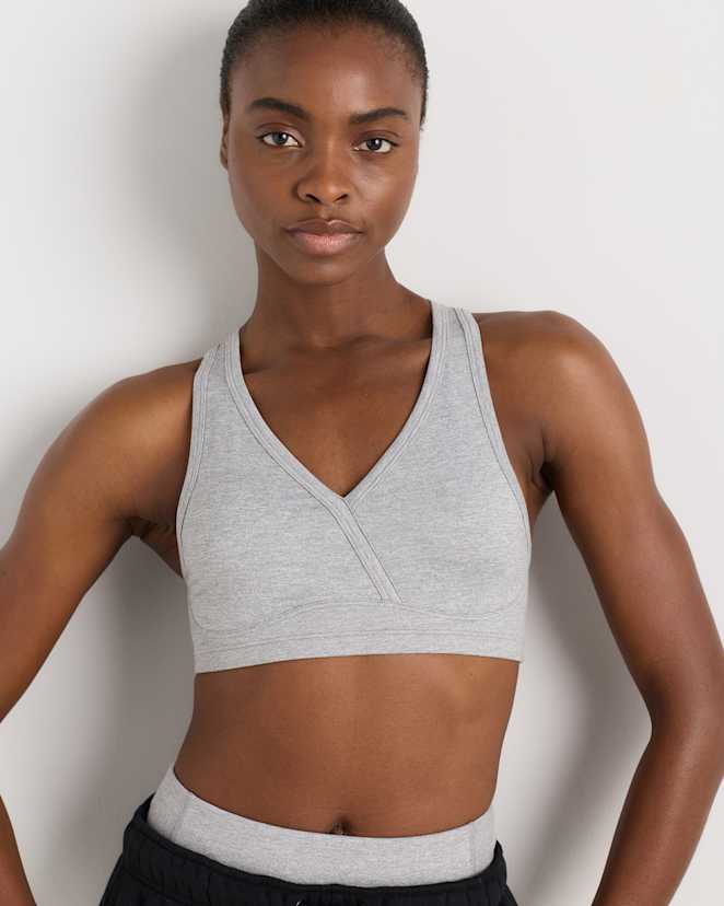 Heather Silver Filigree Ultra-Soft V-Neck Racerback Bra