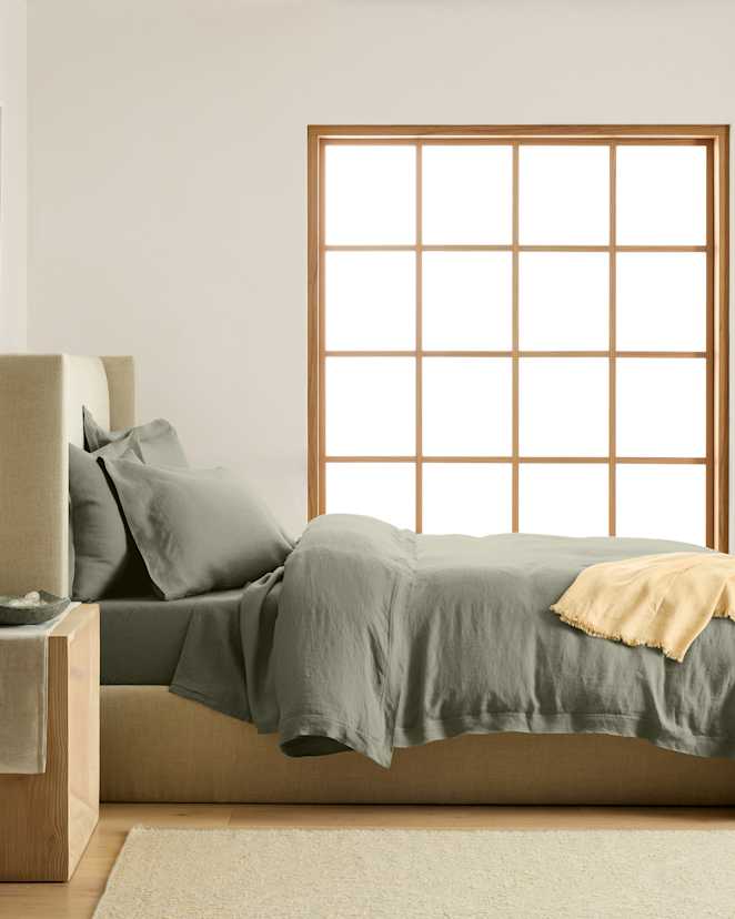 Willowleaf European Linen Double Flange Duvet Cover