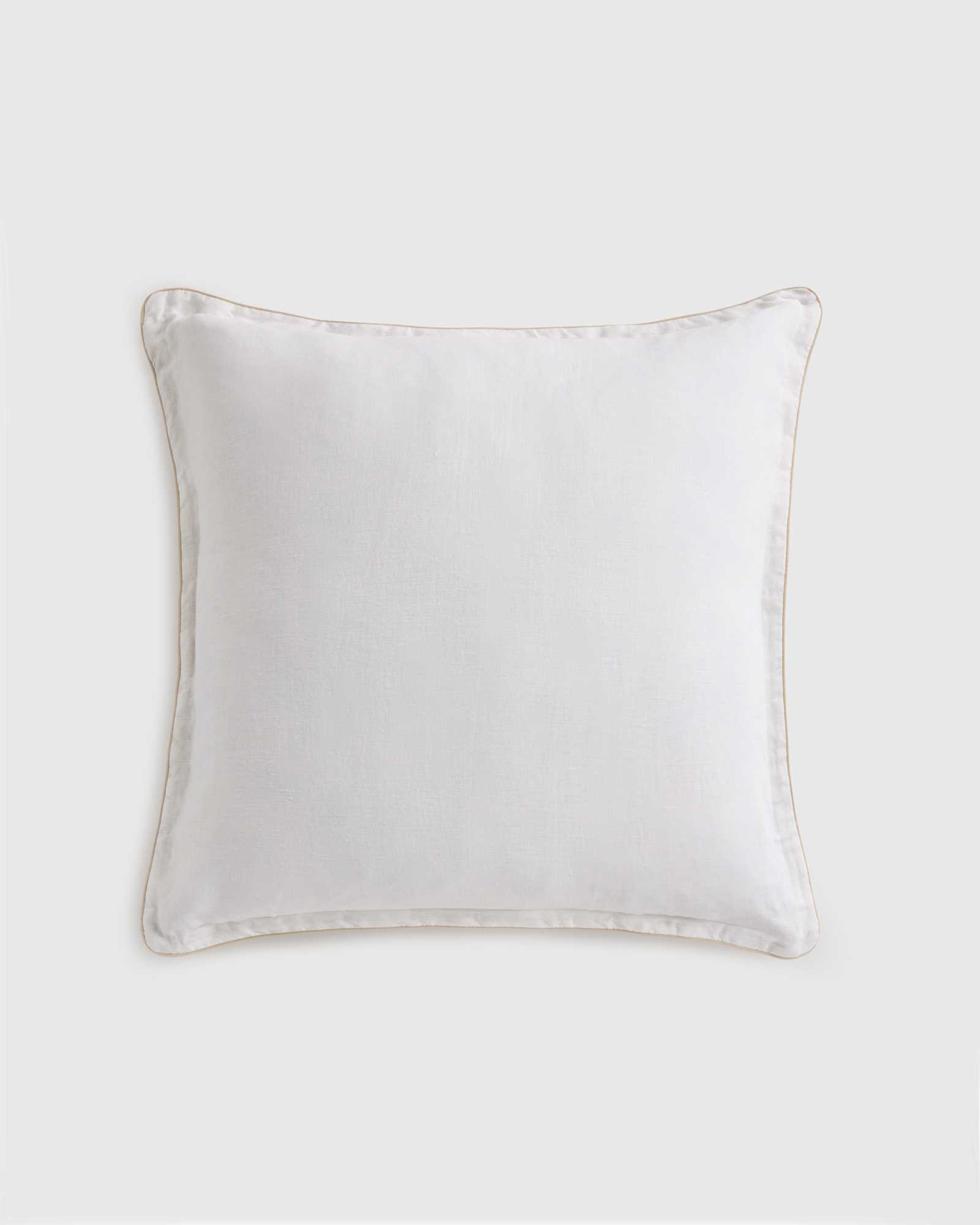 White/Toffee European Linen Piped Euro Sham