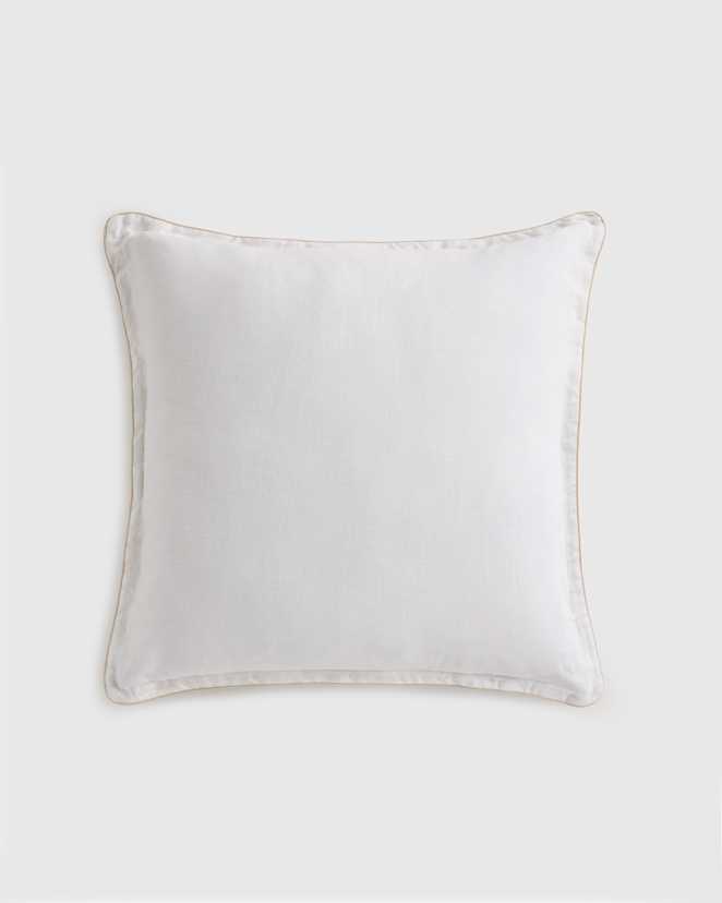 White/Toffee European Linen Piped Euro Sham