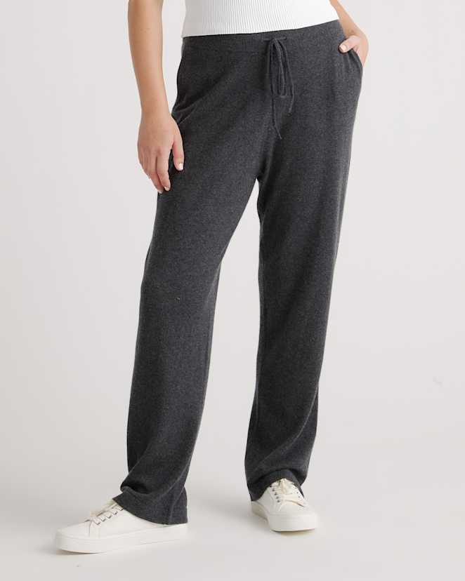 Charcoal Mongolian Cashmere Straight Leg Pants