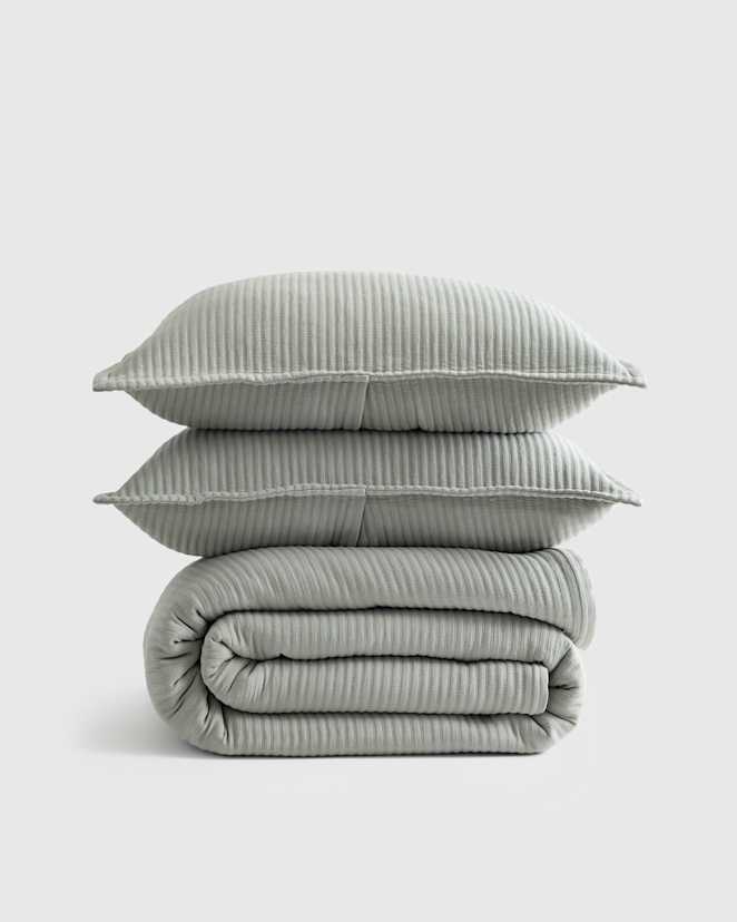 Dried Sage Organic Cotton Matelasse Coverlet Set
