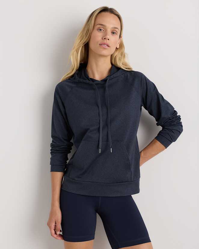 Heather Deep Navy Flowknit Pullover Hoodie