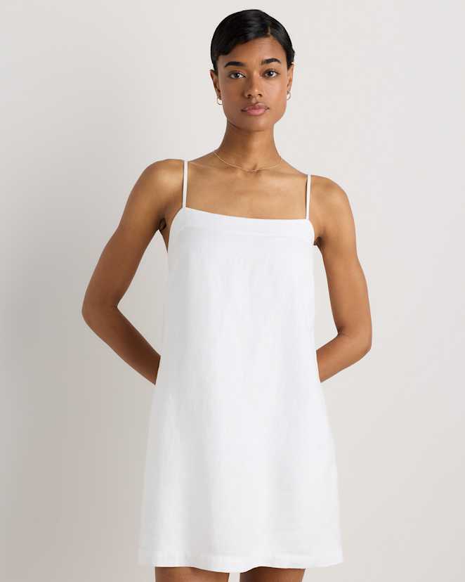 White 100% European Linen Mini Skort Dress