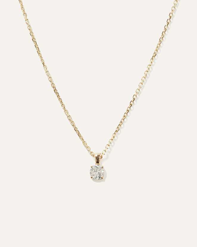 Yellow Gold 14k Gold Natural Diamond Solitaire Necklace