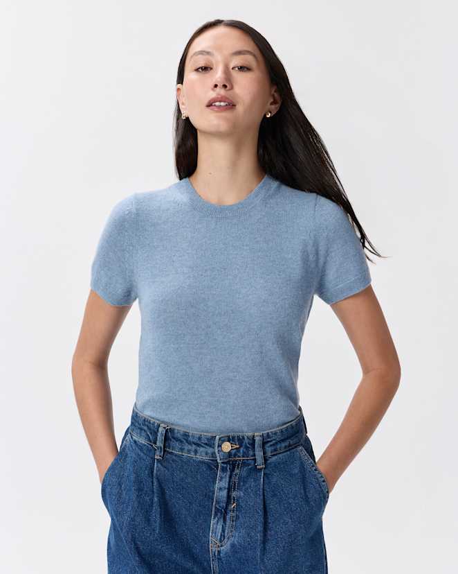 Faded Denim Mongolian Cashmere Tee