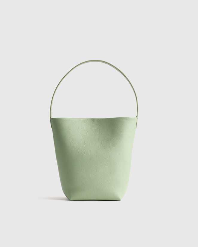 Pistachio Green Italian Leather Soft Bucket Shoulder Bag
