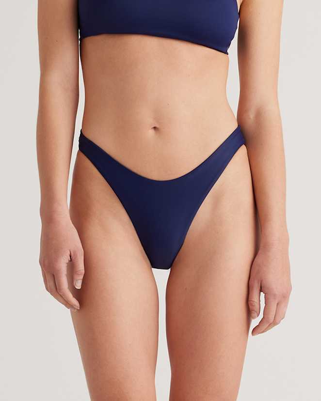 Deep Navy Italian High-Leg Bikini Bottom