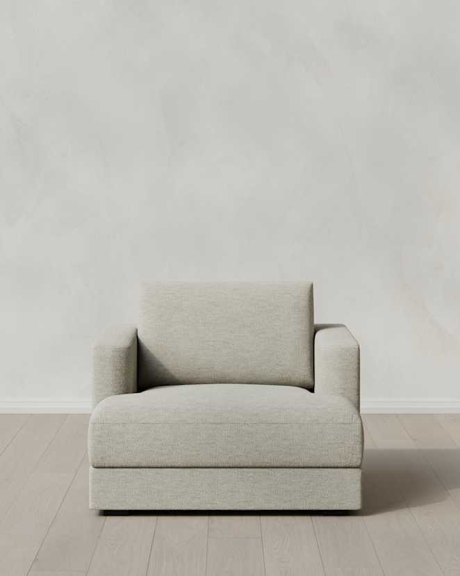 Flax Sierra Curved Arm Accent Chair in Performance Basketweave