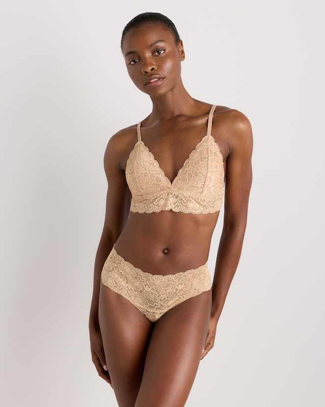 Clay/Pale Pink Stretch Lace Triangle Bralette (2-Pack)