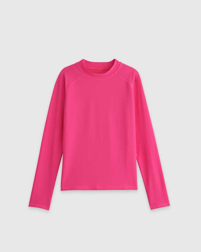 Electric Pink Long Sleeve Raglan Rash Guard