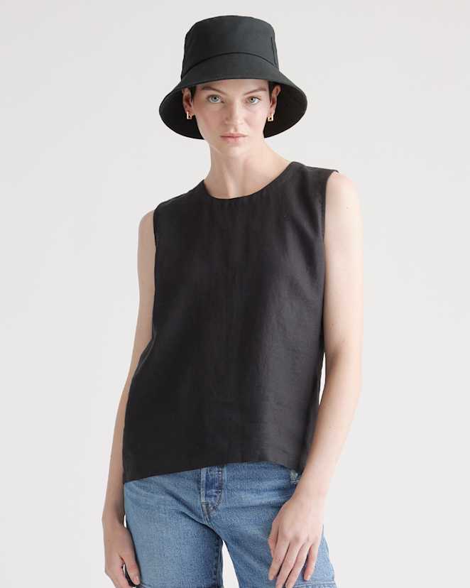 Black 100% European Linen Tank