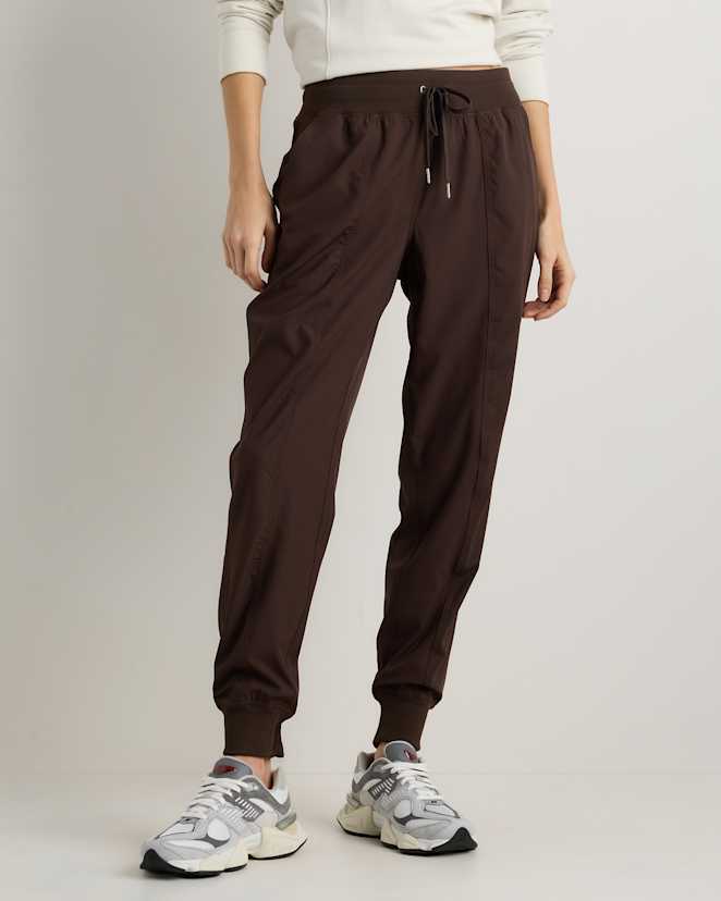 Coffee Bean Brown Performance Tech Mid-Rise Joggers