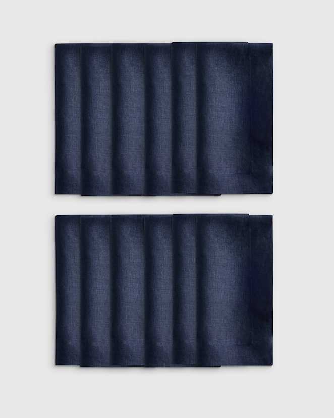 Navy European Linen Wide-Hem Napkins (Set of 12)