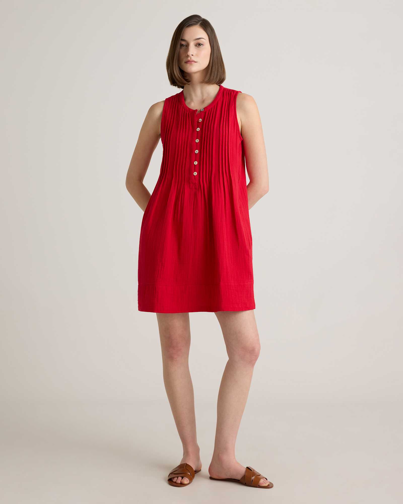 wild-cherry 100% Organic Cotton Gauze Sleeveless Swing Dress