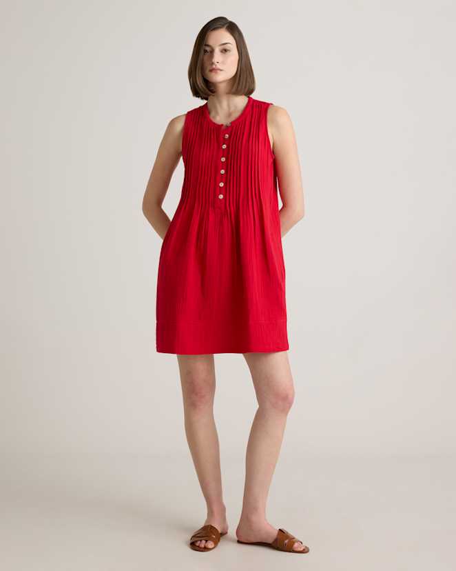 Wild Cherry 100% Organic Cotton Gauze Sleeveless Swing Dress
