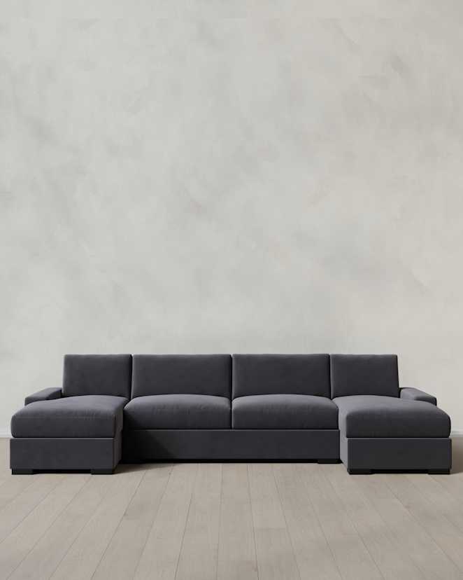 Gunmetal Stillman U Sectional in Performance Velvet