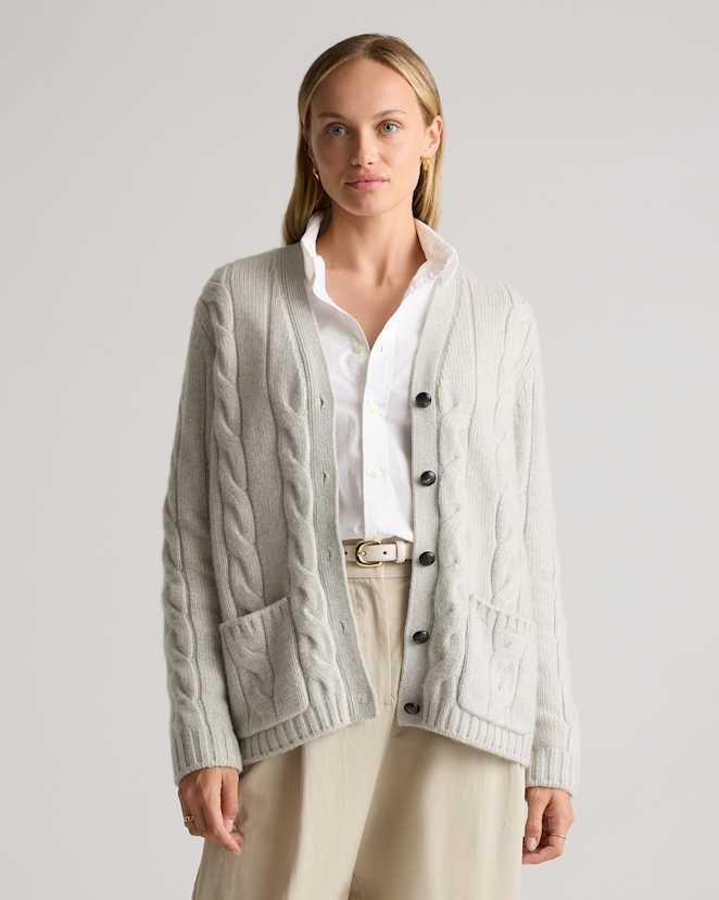 Pearled Ivory Luxe Baby Cashmere Cable Cardigan