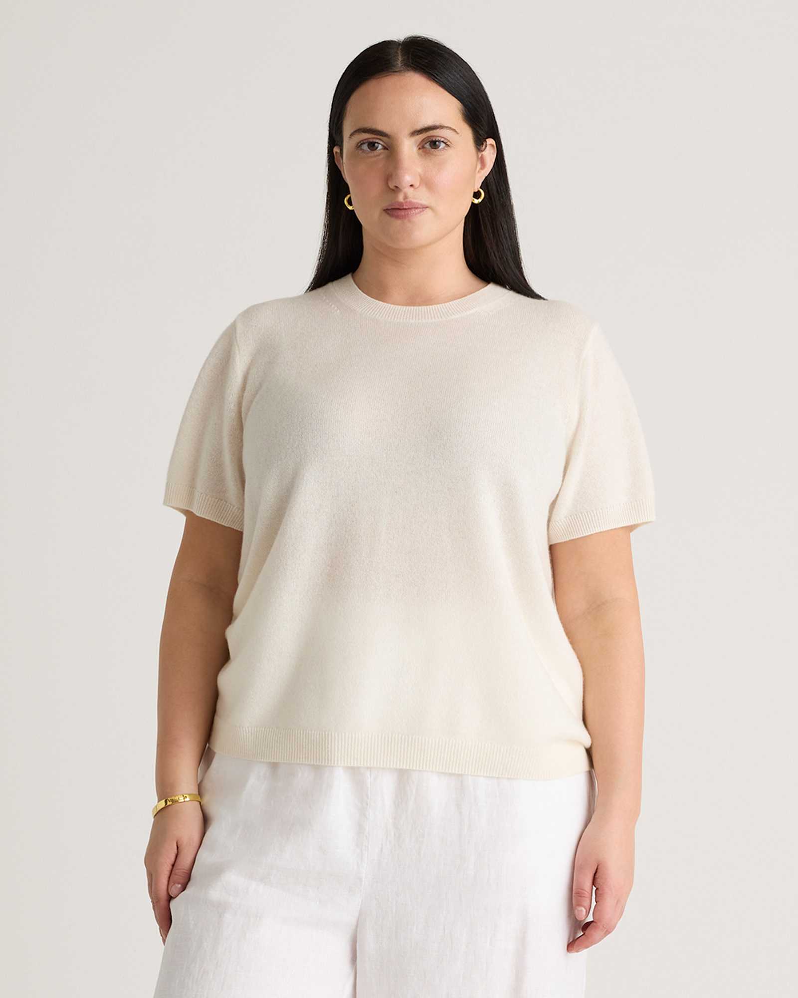 Ivory T-shirt en cachemire de Mongolie