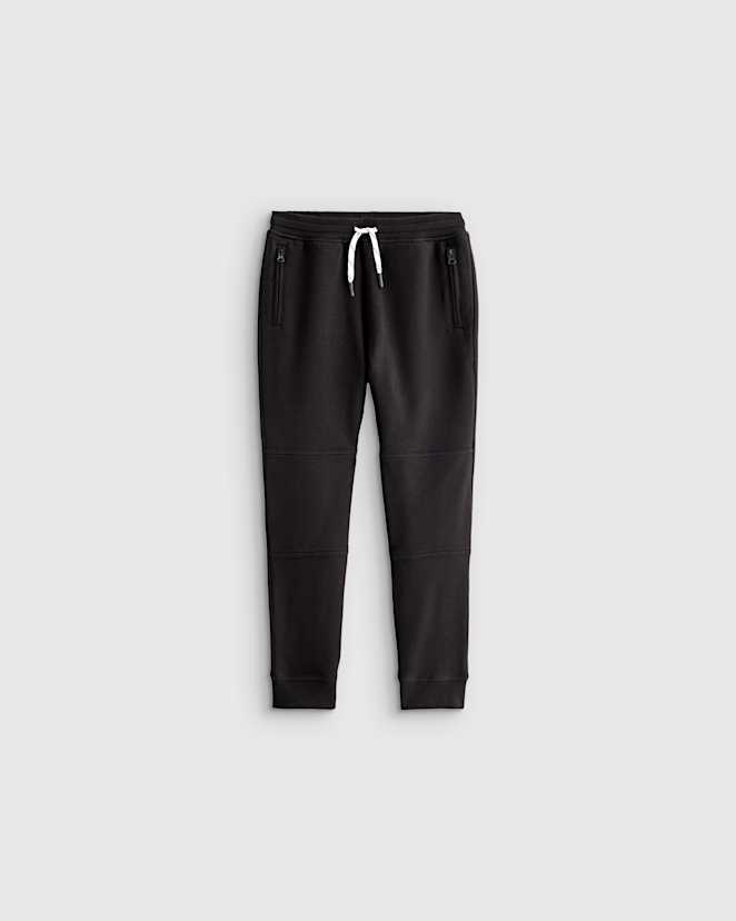 Black Jogger ajusté en jersey bouclette de coton biologique à genoux renforcés
