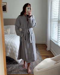 Organic Turkish Waffle Robe GREY Multi 4x5