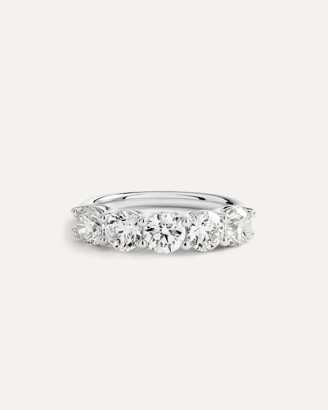 White Gold 14K Gold Natural Diamond Five Stone Band - 2ctw