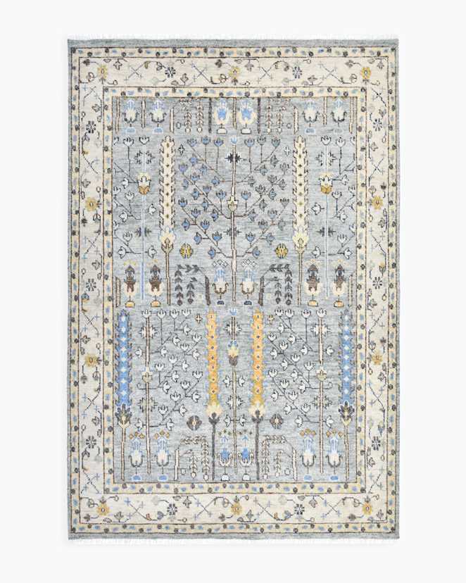 Blue Reed Hand-Knotted Wool Rug