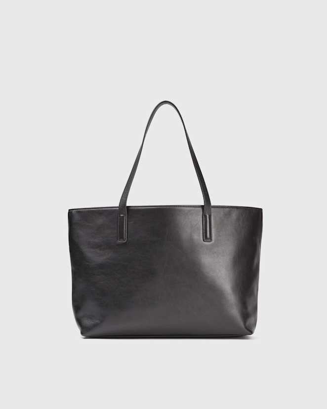 Black Classic Italian Leather Tote