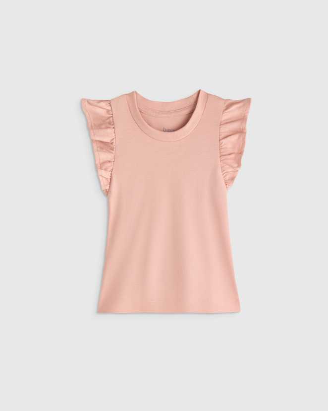 Pink Rose Ruffle Sleeve Organic Cotton Top