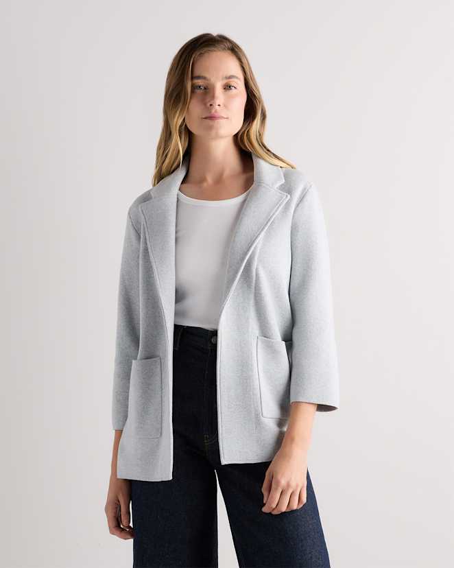 Heather Dove Grey 100% Organic Cotton Knit Blazer