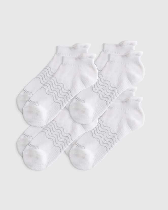 White Everyday Cotton Pilates Gripper Ankle Socks (4-pack)