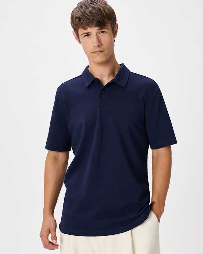 Deep Navy 100% Organic Cotton Slub Polo