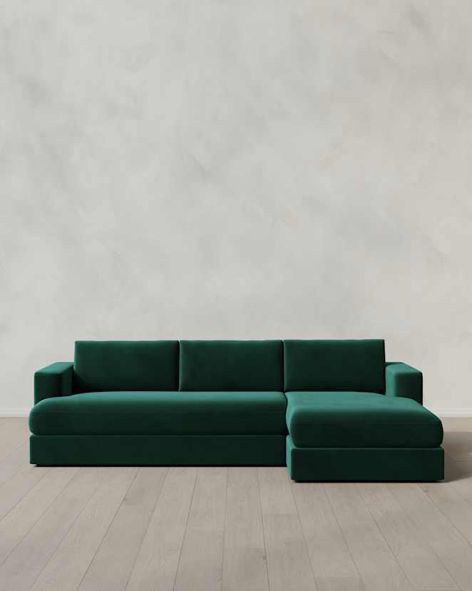 Spruce Sierra Curved Arm Chaise Sectional in Performance Velvet