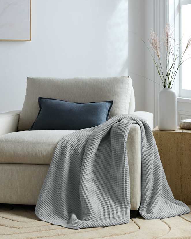 Mist Organic Waffle Throw