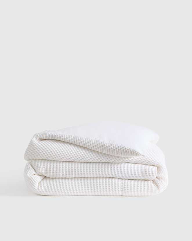 White Organic Waffle Duvet Cover