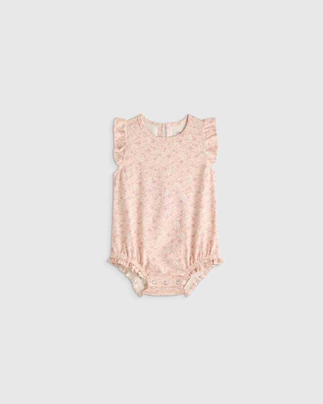 Pink Sweetpea Floral 100% Organic Cotton Bubble Romper