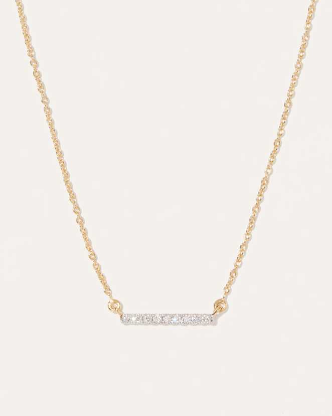 Yellow Gold 14K Gold Diamond Bar Necklace