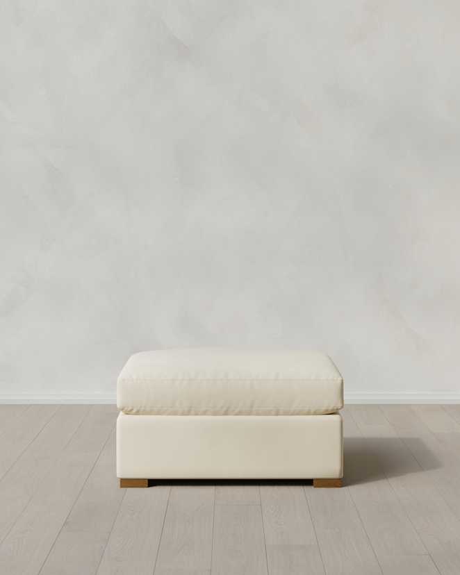 Ivory Hollis Slope Arm Ottoman in Performance Velvet
