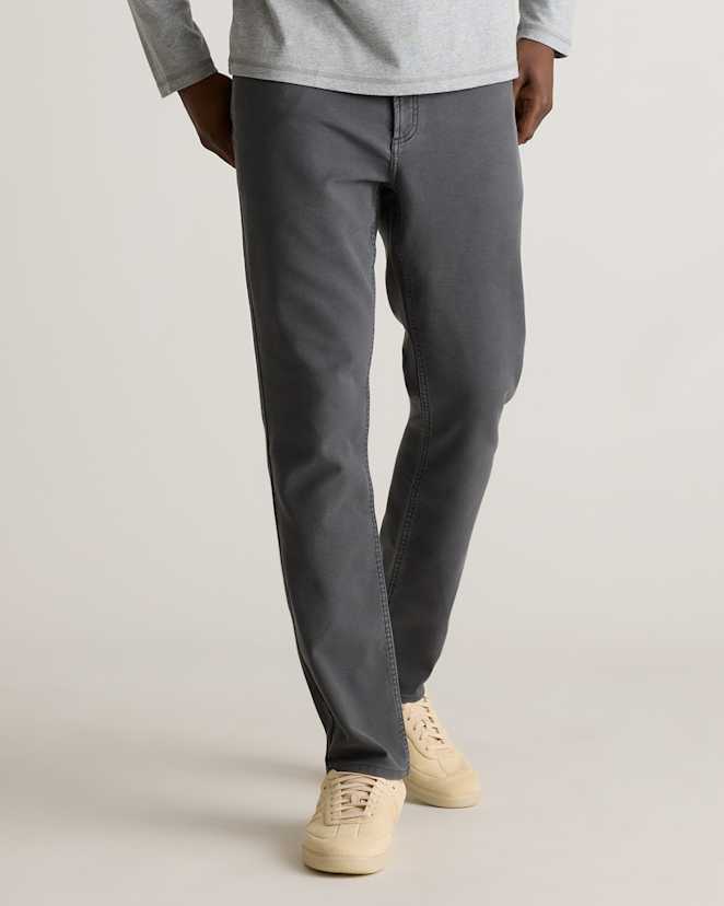 Dark Coal French Terry 5-Pocket Pants - Slim
