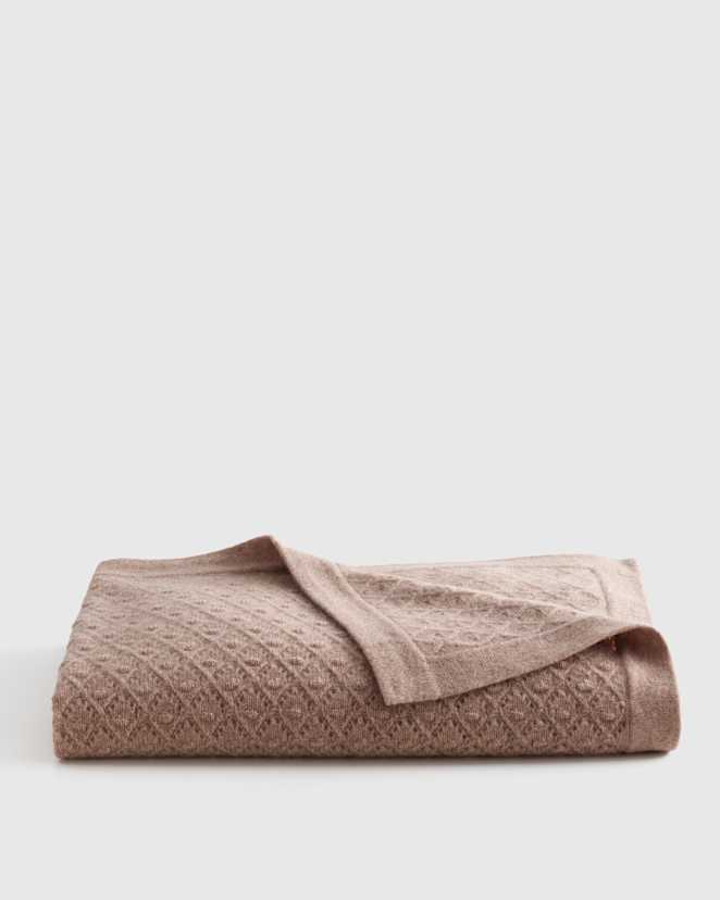 Oatmeal Mongolian Cashmere Pointelle Baby Blanket