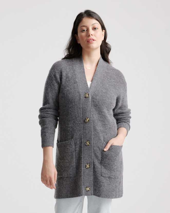 Charcoal Baby Alpaca-Wool Oversized Cardigan