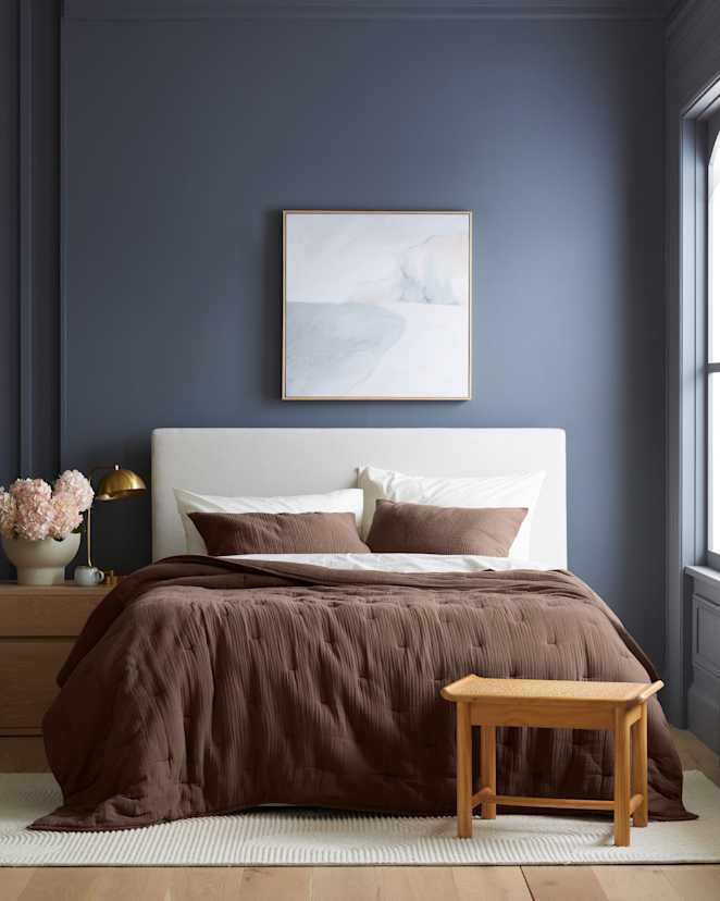 Chocolate Organic Airy Gauze Dream Quilt Set