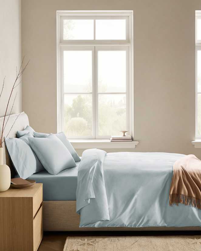 Mist Organic Crisp Percale Duvet Cover