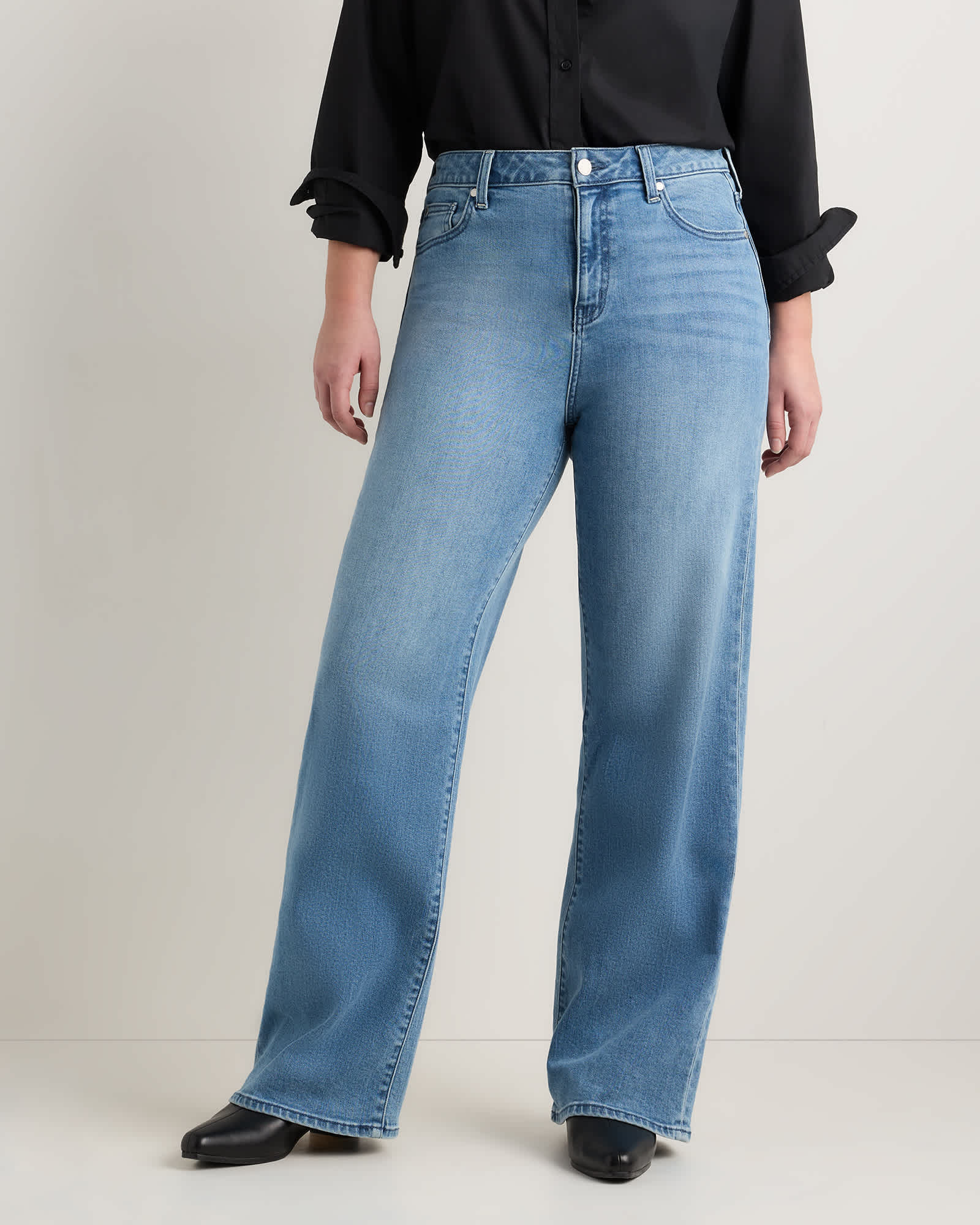 Seaside Blue Curvy Bella Stretch Wide Leg Jeans